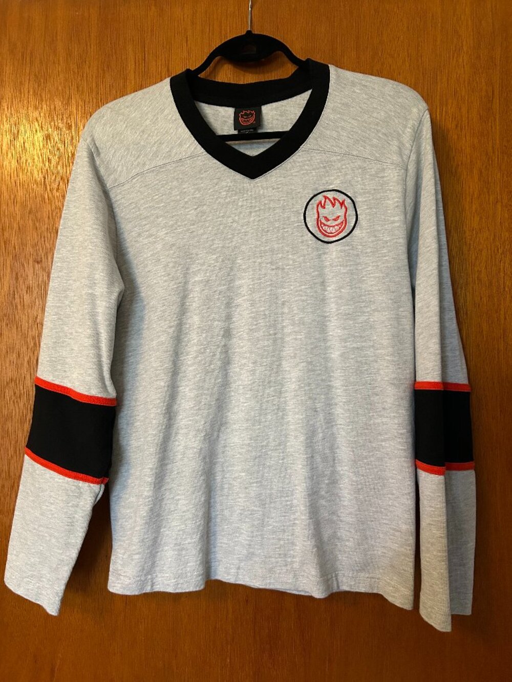 Spitfire 'The End - Get Lit" Long Sleeve Cotton V-Neck Shirt - Men's Small
